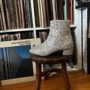Glitter Ankle Boots - Silver Sparkle Women's Boot 9.5